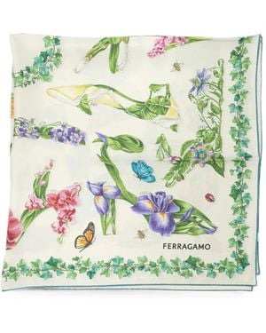Ferragamo Eden Logo-Print Scarf - Verde
