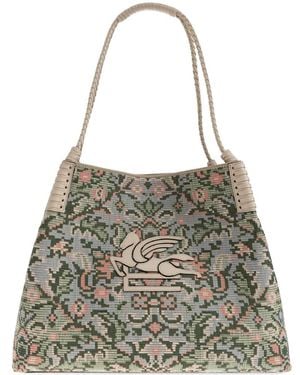 Etro Pegasus Floral Tote Bag - White