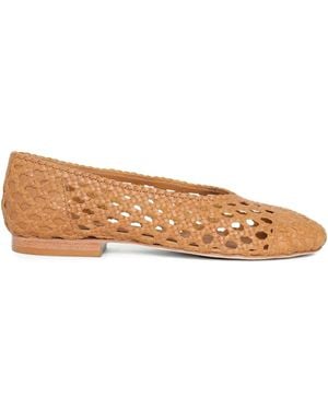 Sarah Chofakian Woven-Leather Flat Pumps - Brown