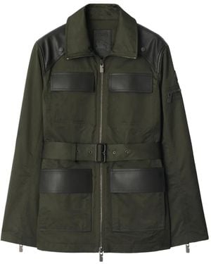 Burberry Leather-Trim Field Jacket - Green