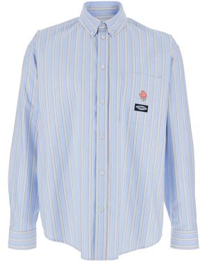 MSGM Chemise Rayée À Broderies - Bleu
