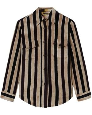 La DoubleJ Striped-Pattern Chest-Pocket Jacket - Black