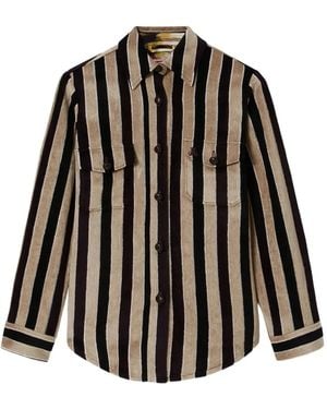 La DoubleJ Gestreifte Jacke mit Brusttaschen - Schwarz