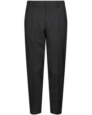 Grayed Pressed-Crease Tailored Trousers - Black