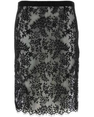 Saint Laurent Midi Silk Skirt - Black