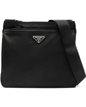 Prada Messengertas Met Logoplakkaat - Zwart