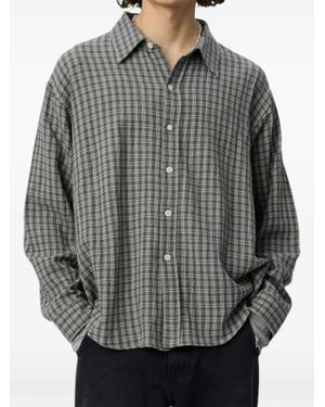 mfpen Vacation Check-Pattern Vacation Shirt - Gray