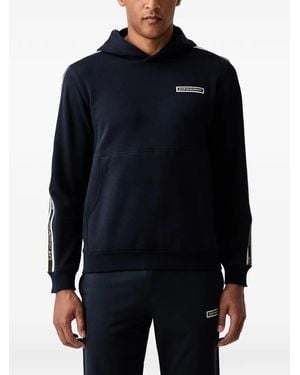 EA7 Logo-Tape Hooded Hoodie - Blue