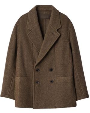 Lemaire Double-Breasted Felted Coat - Brown