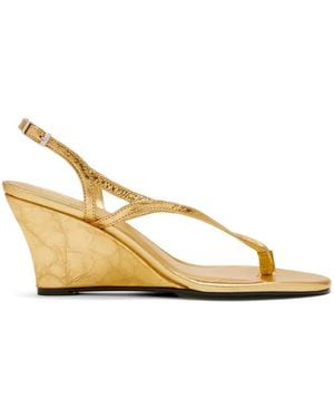 GIMAGUAS Leather Wedge Sandals - Natural
