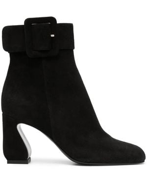 SI ROSSI 85Mm Square-Toe Leather Boots - Black