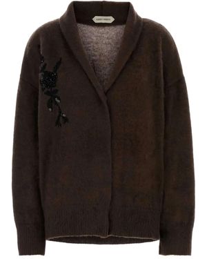 Alberta Ferretti Cárdigan con detalle floral - Negro