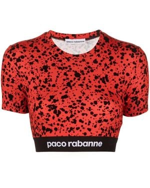 Rabanne Spotted Crop Top Red