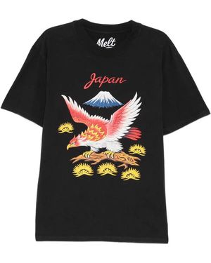 Melt Eagle-Print T-Shirt - Black