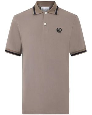 Philipp Plein Polo Con Placa Del Logo - Gris