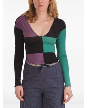 Baserange Long-sleeve Patchwork Tee - ブラック