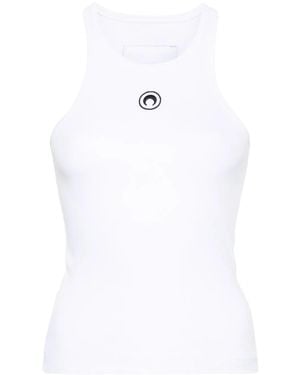 Marine Serre Moon Logo Cotton Top - White