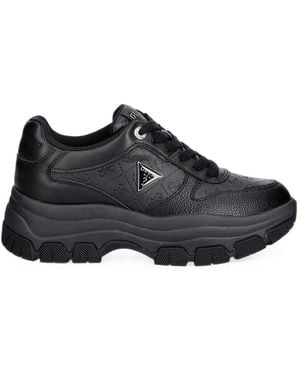 Guess Beneto Logo-Embossed Chunky Sneakers - Black