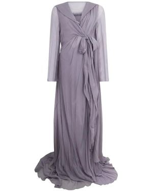 Alberta Ferretti Hooded Silk Maxi Dress - Purple