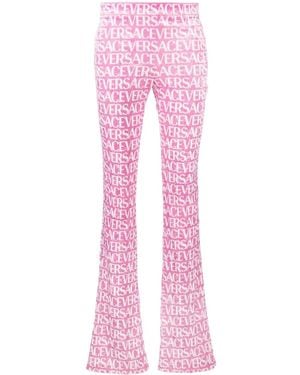 Versace Logo-Print Flared Trousers - Pink