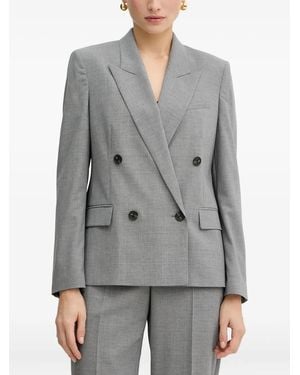 BOSS Double-Breasted Wool Blazer - Gray