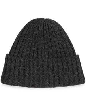 Fedeli Ribbed-Knit Cashmere Beanie Hat - Black