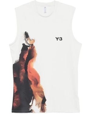 Y-3 Abstract-print sleeveless top - Weiß