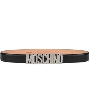 Moschino Logo-Lettering Leather Belt - White