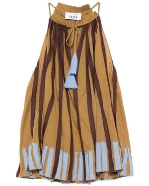 Niu Striped Tassel Blouse - White