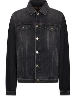 Moorer Veste En Jean À Boutonnière - Black