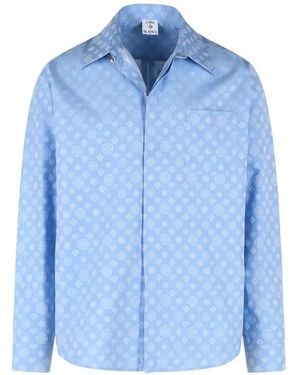CASABLANCA Monogram-Pattern Pocket Shirt - Blue