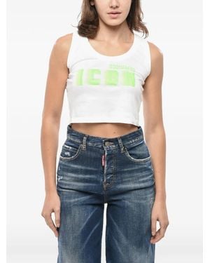 DSquared² Logo-Print Top - Blue