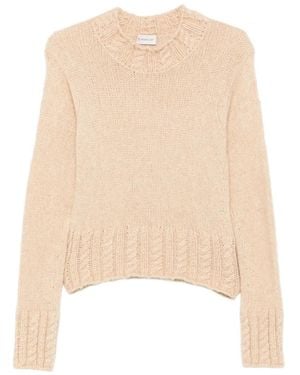 Moncler Zopfstrick-Pullover Mit Logo-Patch - Weiß