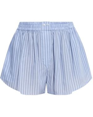 Alexander Wang Striped Elastic-Waist Shorts - Blue