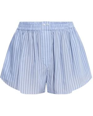 Alexander Wang Striped Elastic-Waist Shorts - Blue