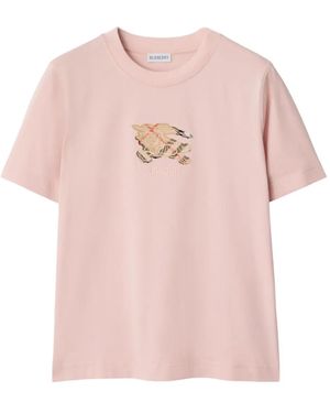 Burberry T-Shirt mit Ritteremblem - Pink