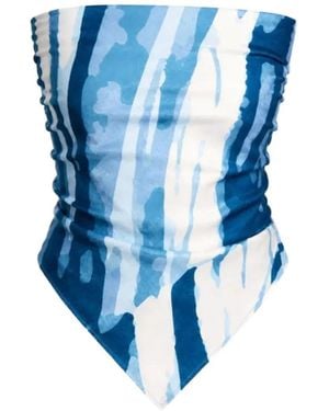Diarrablu Abstract-Print Handkerchief-Hem Top - Blue