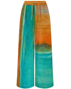 Donde Esteban Formentera Cotton-Voile Wide-Leg Trousers - Blue