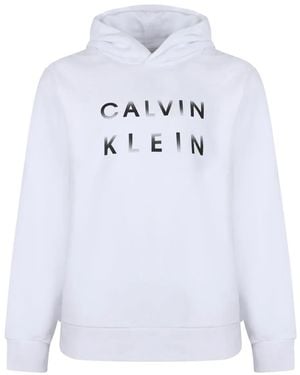 Calvin Klein Enlarged Logo Hoodie - White
