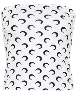 Marine Serre Crescent Moon-Print Tube Top - White