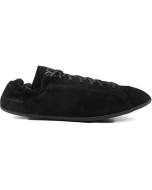 Y-3 Lace-Up Leather Trainers - Black