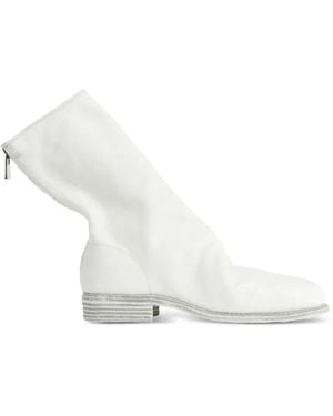 Guidi Zipped Leather Ankle Boots - White