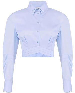 Elisabetta Franchi Double-Collar Cropped Shirt - Blue
