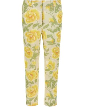 KENZO Peonies-Print Trousers - Yellow