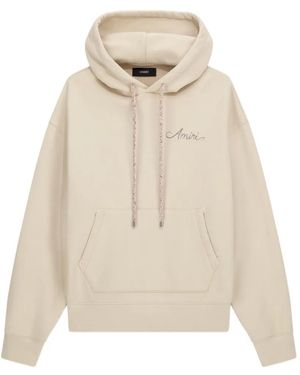 Amiri Ma Quad Logo-Embroidered Hoodie - Natural