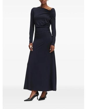 BOSS Long-Sleeved Dress With Asymmetric Neckline - Blue
