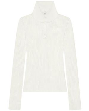 Courreges Gerippter Pullover Mit Reißverschluss - Weiß
