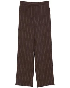 Lardini Pinstripe Wide-Leg Pants - Brown