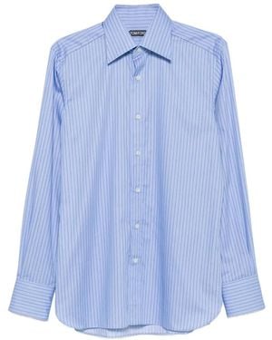 Tom Ford Vertical-Stripe Shirt - Blue