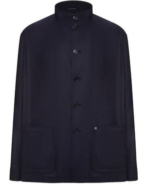 Tagliatore Mandarin-Collar Jacket - Blue
